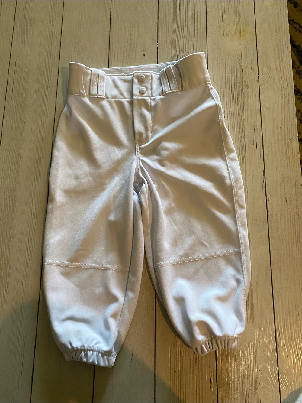 Youth White Baseball Pants with Elastic Ankles